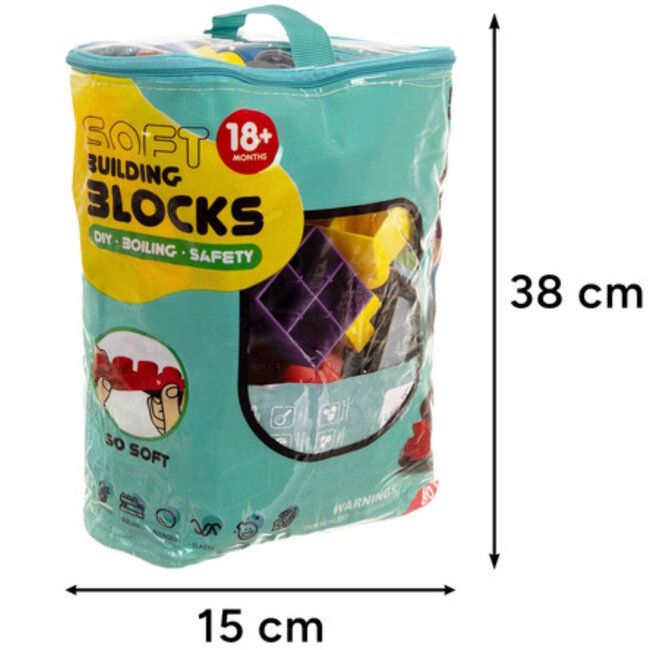 Ruhhy Sensorische rubberen bouwblokken voor peuters – zachte veilige speelset van 80 stuks
