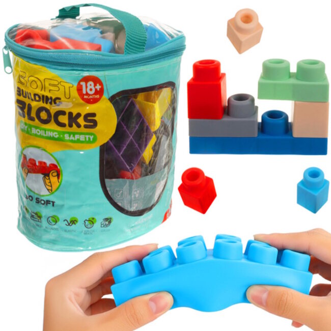 Ruhhy Zachte rubberen sensorische bouwblokken 30 stuks – veilig, educatief speelgoed voor peuters