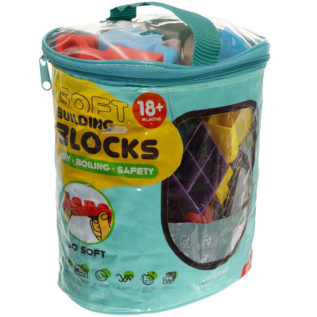 Ruhhy Zachte rubberen sensorische bouwblokken 30 stuks – veilig, educatief speelgoed voor peuters