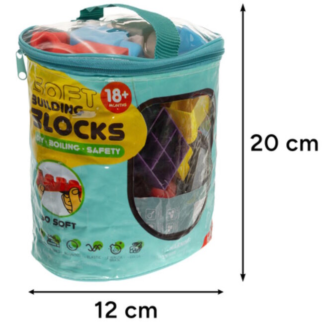 Ruhhy Zachte rubberen sensorische bouwblokken 30 stuks – veilig, educatief speelgoed voor peuters