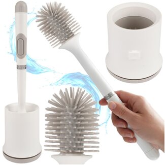Ruhhy Witte siliconen toiletborstel – antibacterieel, met houder en ophangmogelijkheid