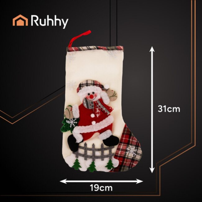 Ruhhy kerstsokken set 4 stuks – decoratieve sokken met kerstman, rendier en sneeuwpop