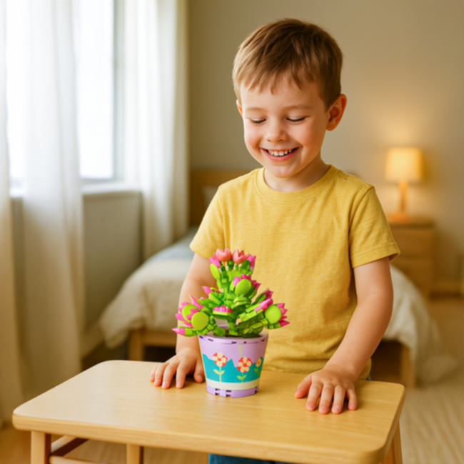 Ruhhy Creatieve bloemen bouwblokken 172 stuks – educatieve en kleurrijke 3D bouwset voor kinderen