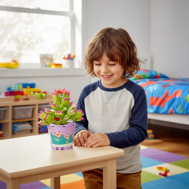 Ruhhy Creatieve bloemen bouwblokken 172 stuks – educatieve en kleurrijke 3D bouwset voor kinderen