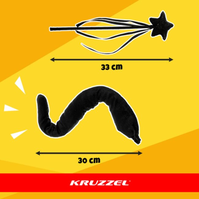 Kruzzel Zwart kattenkostuum – 7-delige set met oren, rok, staart en accessoires voor 3 tot 10 jaar oud