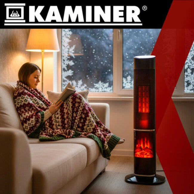 Kaminer elektrische kachel 2000W – met afstandsbediening, LED-display en realistisch vlameffect