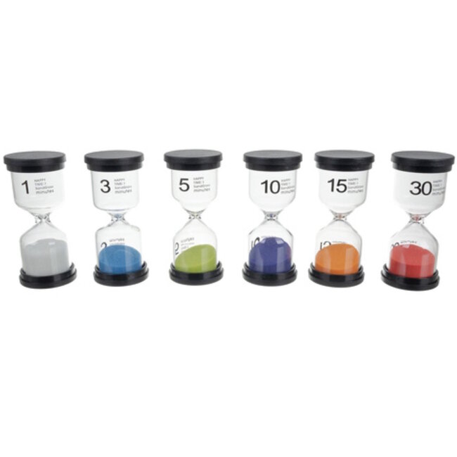 Kruzzel Kleurrijke zandloperset 6 stuks – leerzaam speelgoed voor tijdsbesef en concentratie