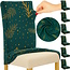 Ruhhy groene stoelhoezen set van 6 – elastische en wasbare stoelbescherming voor feestdagen