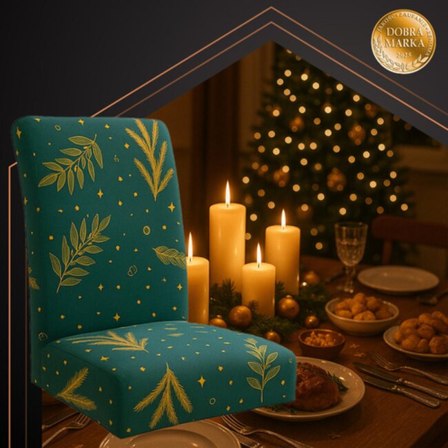 Ruhhy groene stoelhoezen set van 6 – elastische en wasbare stoelbescherming voor feestdagen