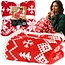 Ruhhy Zachte dubbelzijdige kerstdeken 130x170 cm – fleece plaid in rood en wit met feestelijk motief