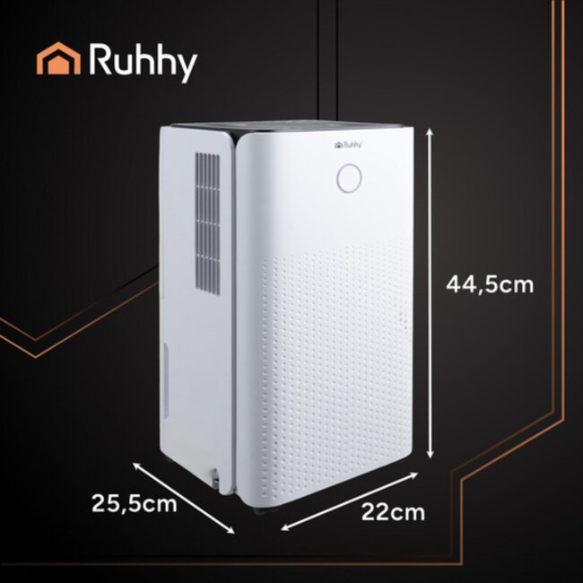 Ruhhy Stille luchtontvochtiger 12L/24u – met WiFi, hygrometer en automatische functies
