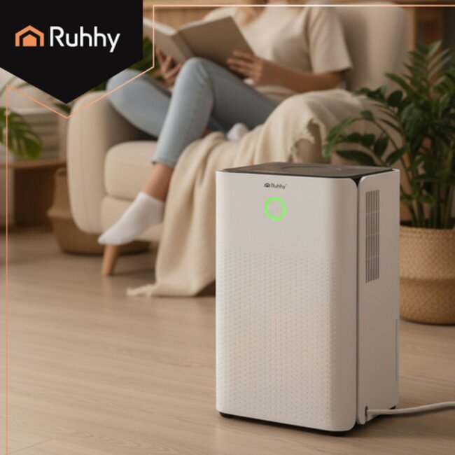 Ruhhy Stille luchtontvochtiger 12L/24u – met WiFi, hygrometer en automatische functies