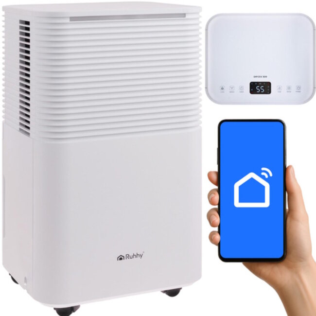 Ruhhy Dryzix 500 luchtontvochtiger 12L – stille WiFi ontvochtiger met display en automatische functies