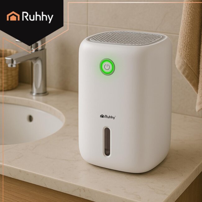 Ruhhy compacte luchtontvochtiger – stille Peltier ontvochtiger met automatische uitschakeling