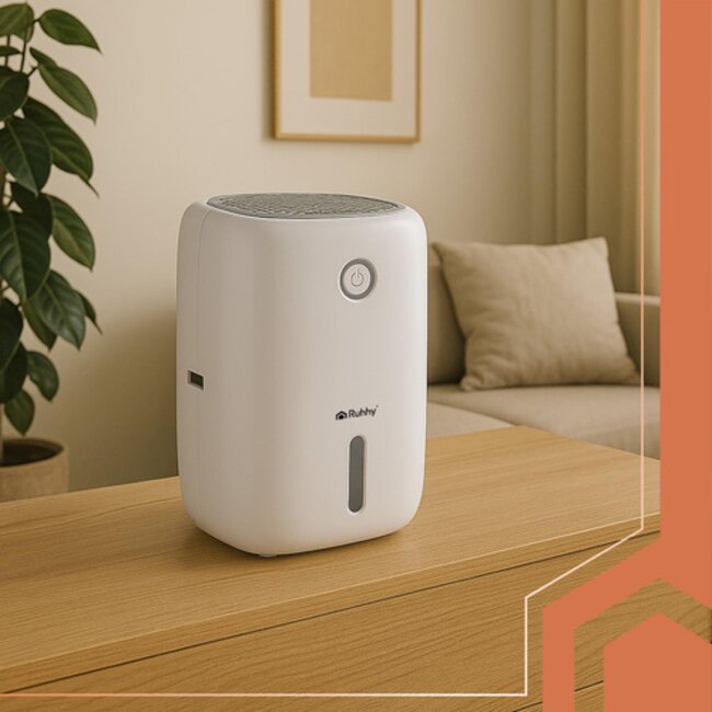 Ruhhy compacte luchtontvochtiger – stille Peltier ontvochtiger met automatische uitschakeling