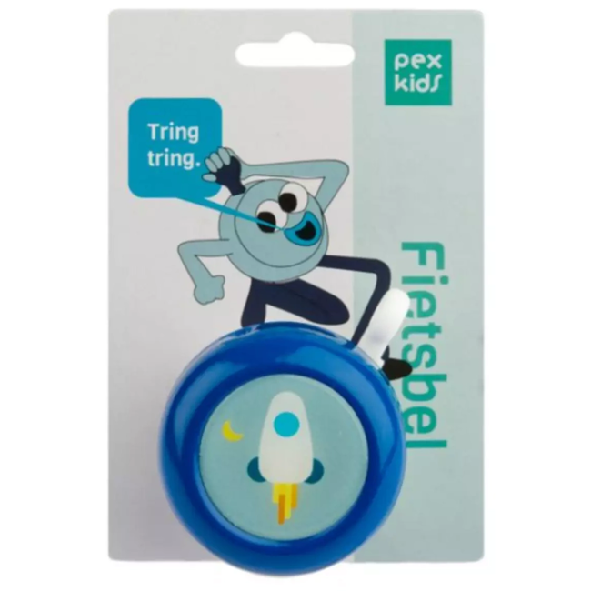 Pexkids Fietsbel voor kinderen - speels ontwerp - blauw/wit - eenvoudig te installeren
