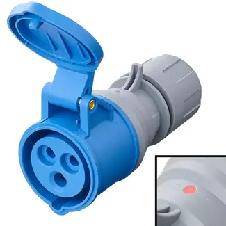 ProPlus CEE contrastekker 16A met LED spanningsindicatie en demontabele behuizing blauw/grijs