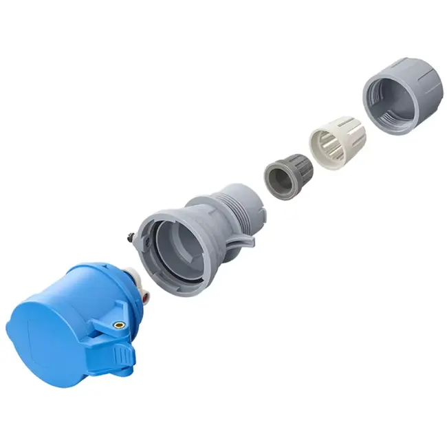 ProPlus CEE contrastekker 16A met LED spanningsindicatie en demontabele behuizing blauw/grijs