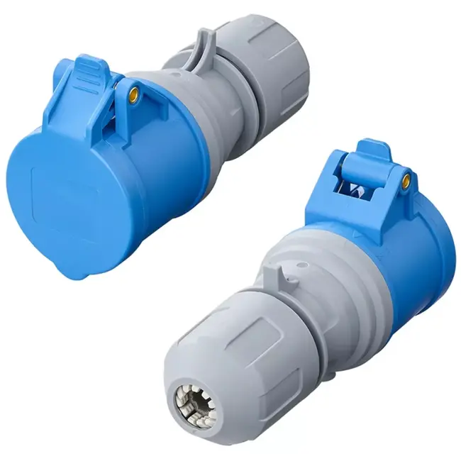 ProPlus CEE contrastekker 16A met LED spanningsindicatie en demontabele behuizing blauw/grijs