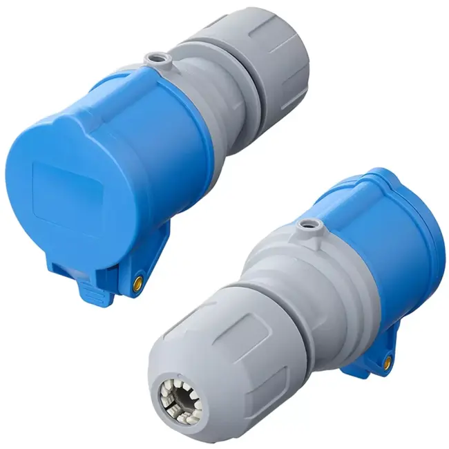 ProPlus CEE contrastekker 16A met LED spanningsindicatie en demontabele behuizing blauw/grijs