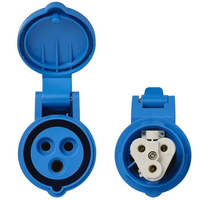 ProPlus CEE contrastekker 16A met LED spanningsindicatie en demontabele behuizing blauw/grijs