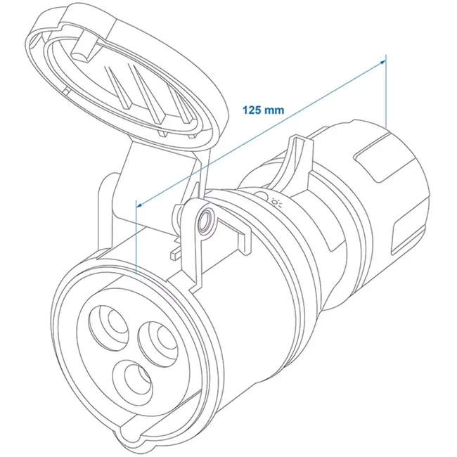ProPlus CEE contrastekker 16A met LED spanningsindicatie en demontabele behuizing blauw/grijs