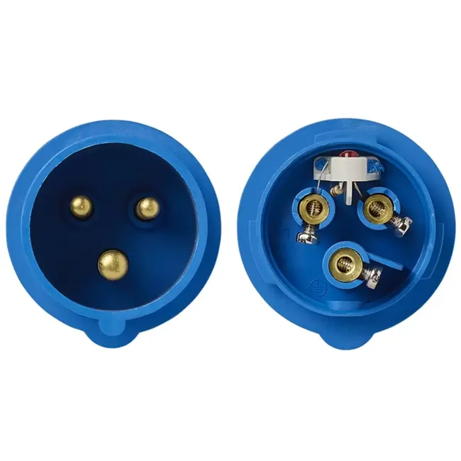 ProPlus CEE stekker 16A met LED spanningsindicatie en demontabele behuizing blauw/grijs