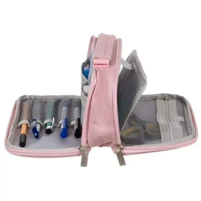 Maaleo Dubbel Uitschuifbare Etui - Roze - Twee Vakken en Praktische Indeling