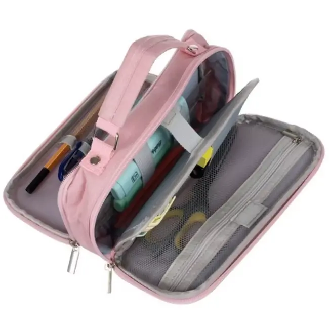 Maaleo Dubbel Uitschuifbare Etui - Roze - Twee Vakken en Praktische Indeling