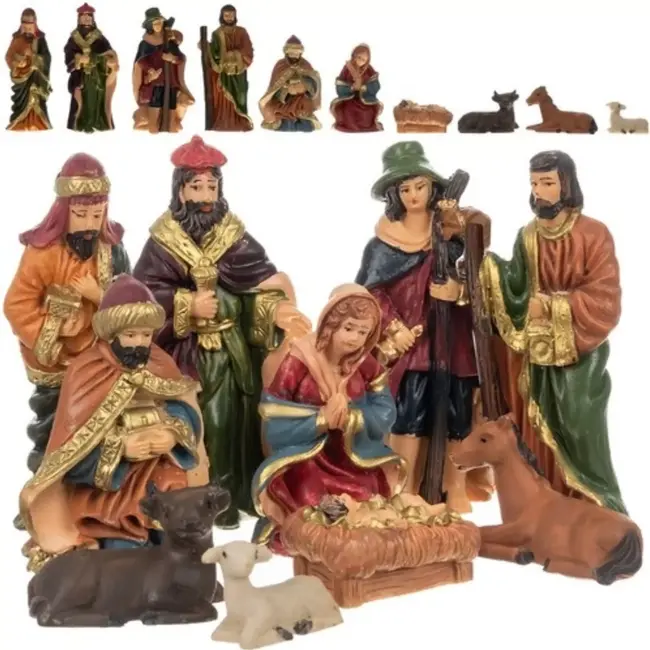 Ruhhy Kerststal Beeldjes Set – 10 Figuren voor Traditionele Kerstdecoratie