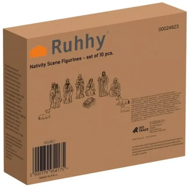 Ruhhy Kerststal Beeldjes Set – 10 Figuren voor Traditionele Kerstdecoratie