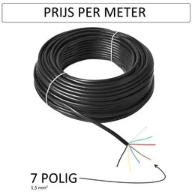 ProPlus 7-polige aanhangwagenkabel - 50 meter - 0,75 mm dikte - zwart