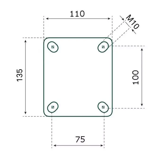 Tarsus Zwenkwiel met Rem - Ø 160 mm - Stalen Velg - Massieve Rubberband - 130 kg Draagvermogen