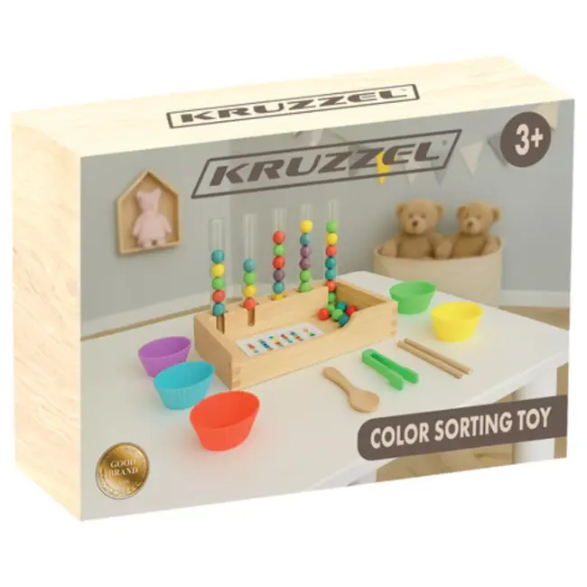 Kruzzel Educatief houten sorteerspel met cijfers en kleuren – Montessori telspel voor peuters en kleuters