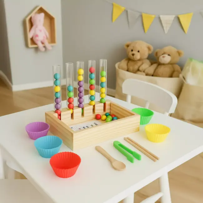 Kruzzel Educatief houten sorteerspel met cijfers en kleuren – Montessori telspel voor peuters en kleuters