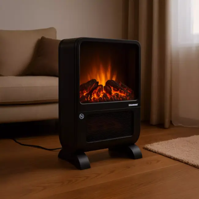 Kaminer Elektrische kachel 2000W met LED-vlameffect, keramische verwarming en afstandsbediening