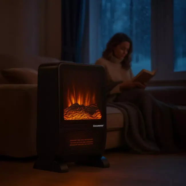 Kaminer Elektrische kachel 2000W met LED-vlameffect, keramische verwarming en afstandsbediening