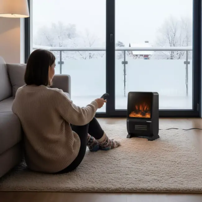 Kaminer Elektrische kachel 2000W met LED-vlameffect, keramische verwarming en afstandsbediening