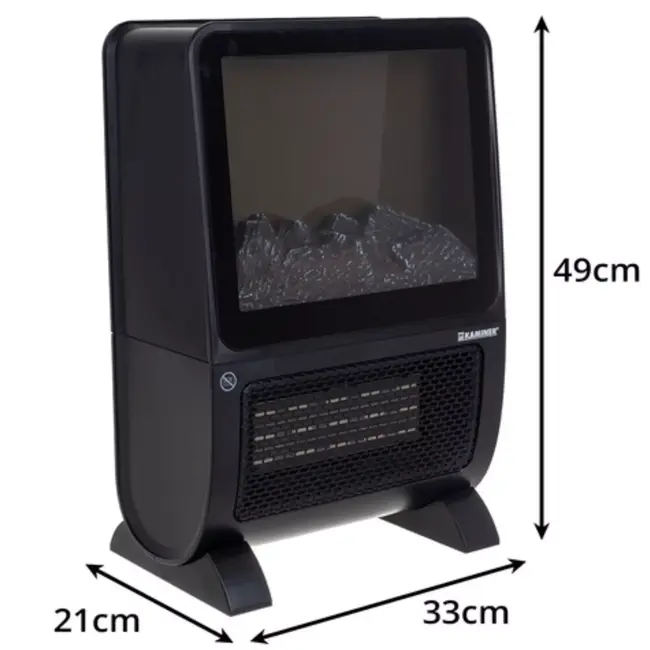Kaminer Elektrische kachel 2000W met LED-vlameffect, keramische verwarming en afstandsbediening