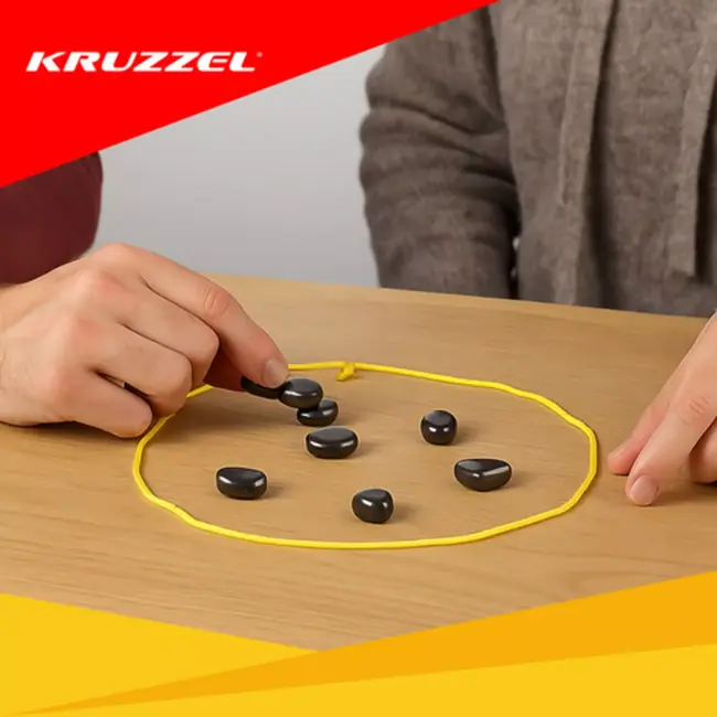 Kruzzel Magnetische stenen 40 stuks zwart met touw en opbergtas voor logisch en creatief spel