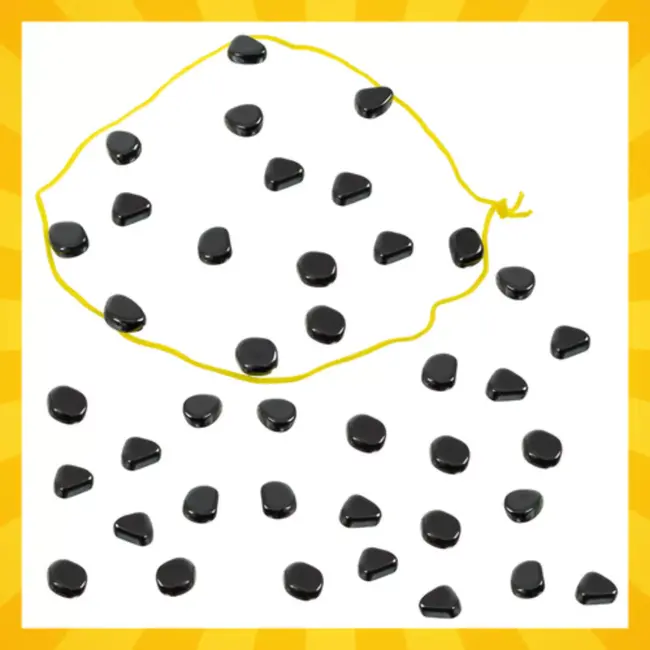 Kruzzel Magnetische stenen 40 stuks zwart met touw en opbergtas voor logisch en creatief spel