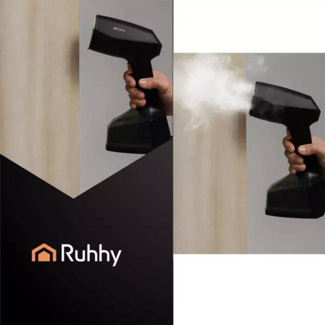 Ruhhy kledingstomer 2000W zwart met 3 stoomstanden, 360ml tank en automatische uitschakeling