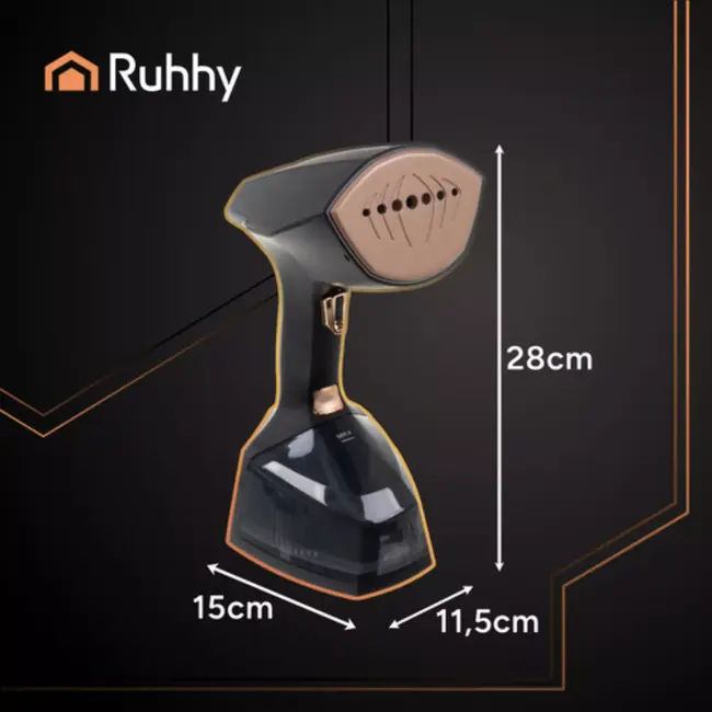 Ruhhy kledingstomer 2000W zwart met 3 stoomstanden, 360ml tank en automatische uitschakeling