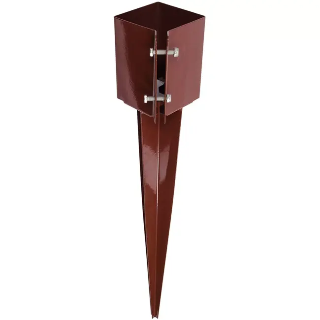 Fixman Gepunte paalhouder - gegalvaniseerd staal - 10 x 10 x 75 cm - poedercoating - dubbele bout