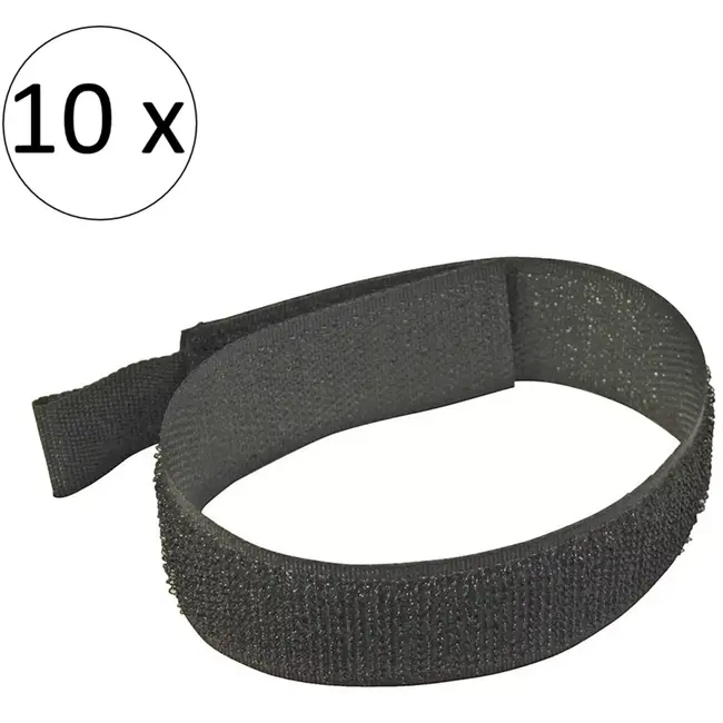 Fixman Klittenband kabelbinders - 15 cm - zwart - 10 stuks - multifunctioneel
