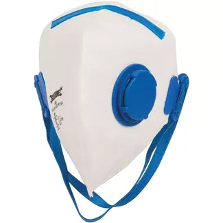 Silverline Stofmasker FFP2 plat vouwbaar met ventiel - vliesmateriaal - universele maat - wit - eenmalig gebruik werkplaats en bouw