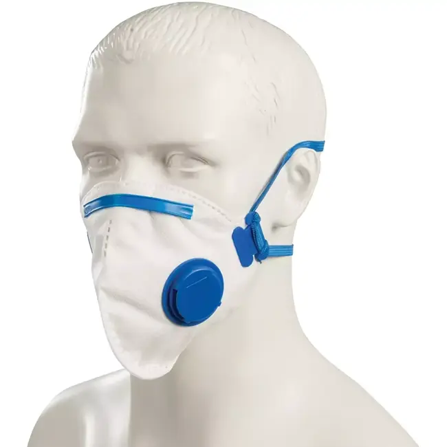 Silverline Stofmasker FFP2 plat vouwbaar met ventiel - vliesmateriaal - universele maat - wit - eenmalig gebruik werkplaats en bouw