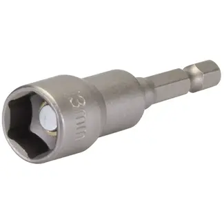 Silverline Dopsleutelbit - chroom-vanadiumstaal - magnetisch - 13 x 65 mm - grijs - voor zeskantmoeren en bouten