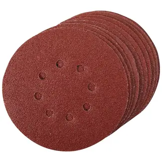 Silverline schuurschijven - klittenband - Ø 150 mm - korrel 80 - aluminiumoxide - 8 gaten - 10 stuks - excenterschuurmachine