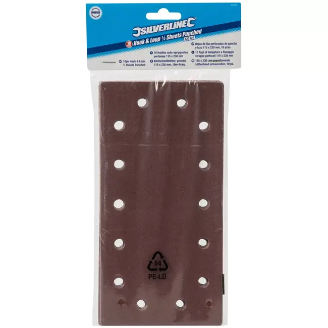 Silverline Schuurvellen klittenband aluminiumoxide geperforeerd 115 x 230 mm bruin - korrel 120 - 10 stuks - 1/2-vel schuurmachine